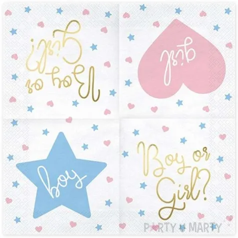 serwetki boy or girl biale partydeco 33 cm 20 szt