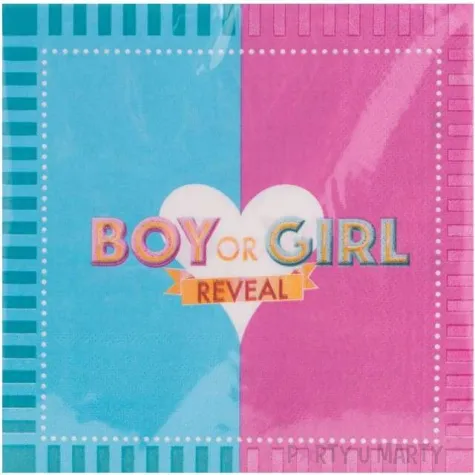 serwetki boy or girl biale serce funny fashion 33 cm 20 szt