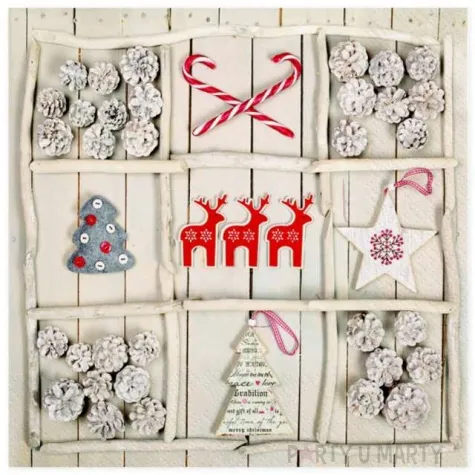 serwetki boze narodzenie recznie robione dekoracje maki 33 cm 20 szt