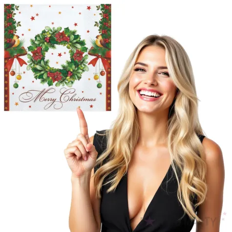 serwetki bozonarodzeniowy wieniec maki 33 cm 20 szt