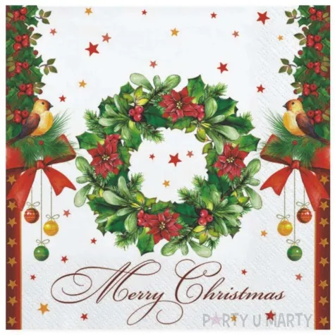 serwetki bozonarodzeniowy wieniec maki 33 cm 20 szt