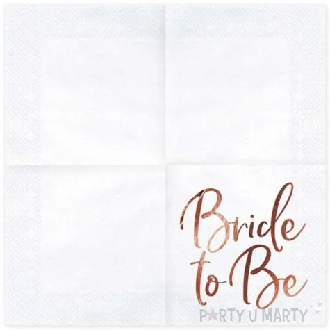 serwetki bride to be biale partydeco 33 cm 20 szt