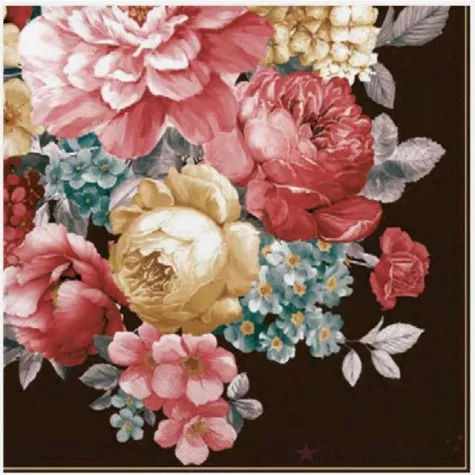 serwetki bukiet pastelowych kwiatow czarne maki 33 cm 20 szt