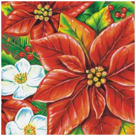 serwetki bukiet poinsecji na czerwonym tle maki 33 cm 20 szt