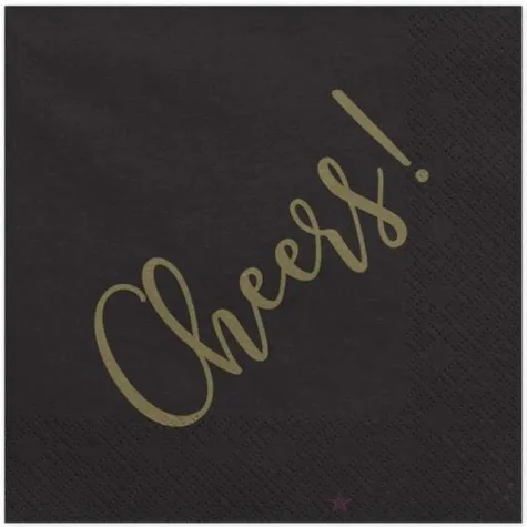 serwetki cheers czarne partydeco 33 cm 20 szt