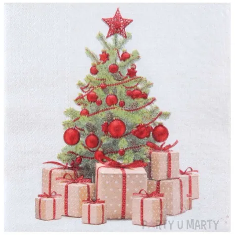 serwetki choinka z prezentami santex 33 cm 20 szt