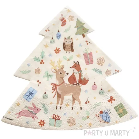 serwetki choinka ze zwierzatkami amscan 33 cm 16 cm