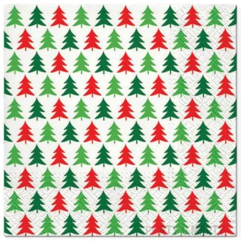 serwetki choinkowy desen czerwono zielone paw 33 cm 20 szt