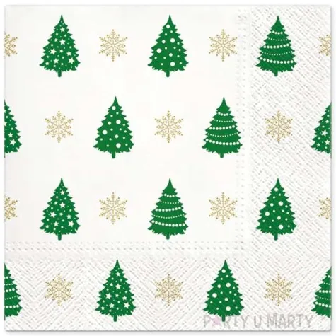 serwetki choinkowy wzor zielone paw 33 cm 20 szt