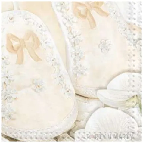 serwetki chrzest buciki ecru maki 33 cm 20 szt