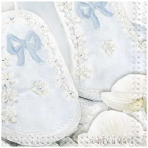 serwetki chrzest buciki niebieskie maki 33 cm 20 szt
