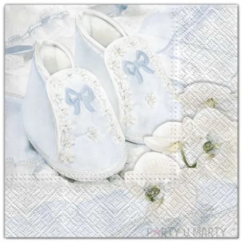 serwetki chrzest buciki niebieskie maki 33 cm 20 szt