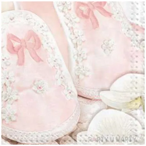 serwetki chrzest buciki rozowe maki 33 cm 20 szt