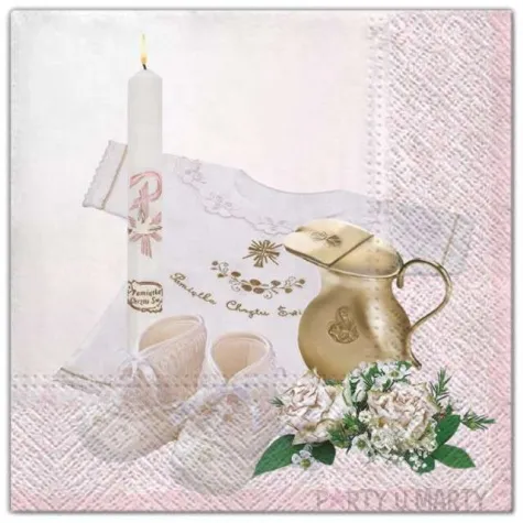 serwetki chrzest kompozycja dziewczynki maki 33 cm 20 szt