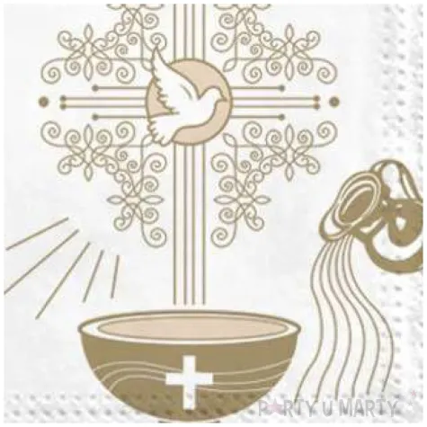 serwetki chrzest krzyz zloty ecru maki 33 cm 20 szt