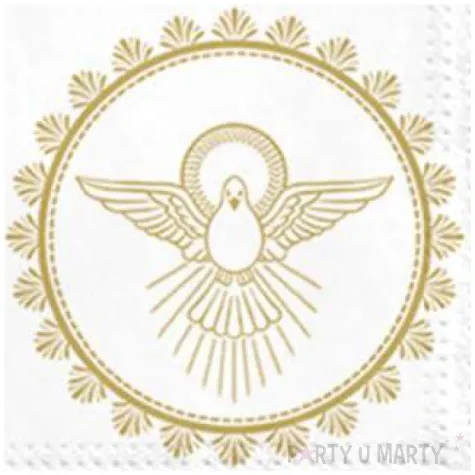 serwetki chrzest swiety golab biale paw 33 cm 20 szt