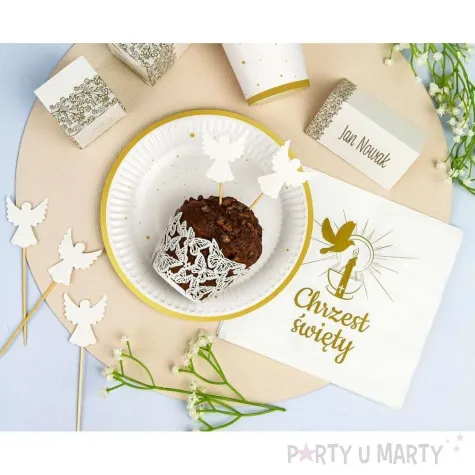 serwetki chrzest swiety golabek i swieca bialy godan 33 cm 20 szt