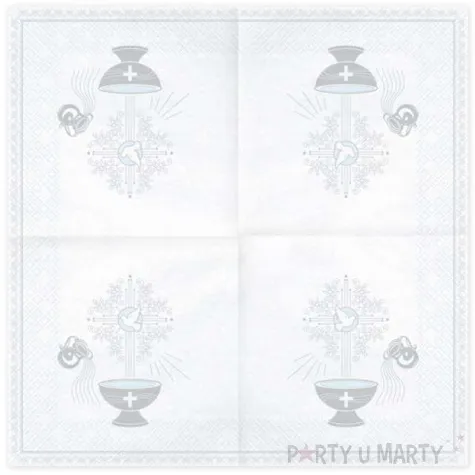 serwetki chrzest swiety srebrny biale partydeco 33 cm 20 szt
