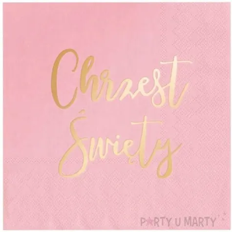 serwetki chrzest swiety zlote rozowe partypal 33 cm 10 szt