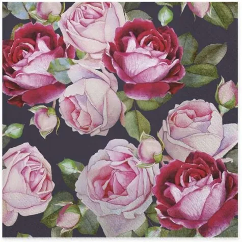 serwetki ciemne roze maki 33 cm 20 szt