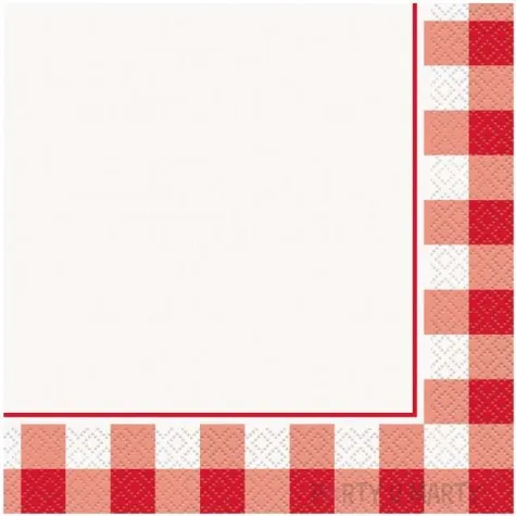 serwetki czerwona kratka unique 33 cm 16 szt