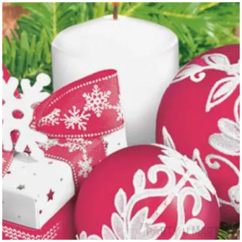 serwetki czerwone bombki z bialym nadrukiem maki 33 cm 20 szt