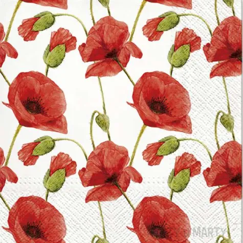 serwetki czerwone maki paw 33 cm 20 szt
