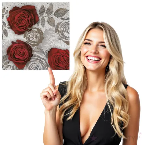 serwetki czerwone roze na rysunku kwiatow maki 33 cm 20 szt