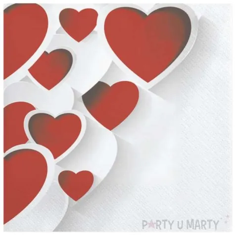 serwetki czerwone serca 3d maki 33 cm 20 szt