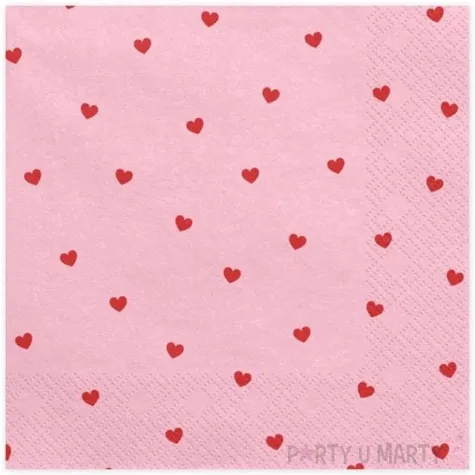 serwetki czerwone serca rozowe 33 cm 20 szt
