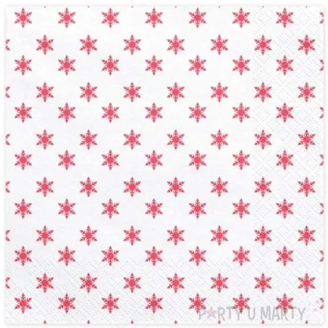 serwetki czerwone sniezynki biale partydeco 33 cm 20 szt