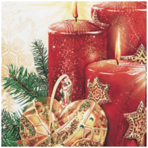 serwetki czerwone swiece i dekoracja na bialym maki 33 cm 20