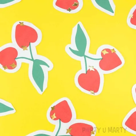 serwetki czerwone wisienki partydeco 16x13 cm 20 szt