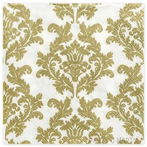 serwetki damask bialo zlote 33 cm 20 szt