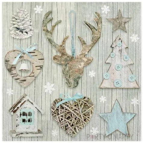 serwetki dekoracja bozonarodzeniowa z blekitem maki 33 cm 20 szt