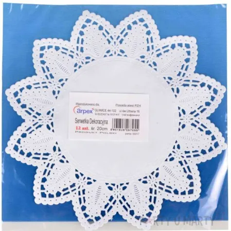 serwetki dekoracyjne azurowe biale arpex 20 cm 12 szt