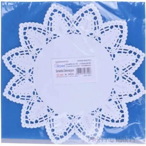 serwetki dekoracyjne azurowe biale arpex 24 cm 12 szt