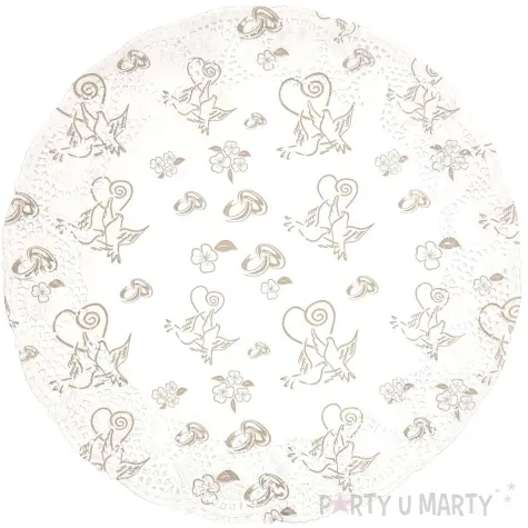 serwetki dekoracyjne slub wesele golabki obraczki bialy arpex 33 cm