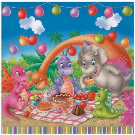 serwetki dinozaury na pikniku maki 33 cm 20 szt