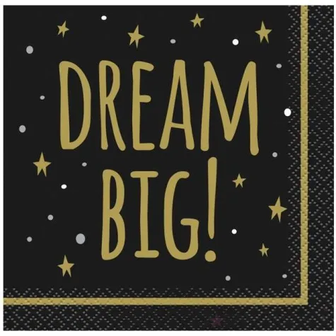 serwetki dream big czarno zlote unique 25 cm 16 szt