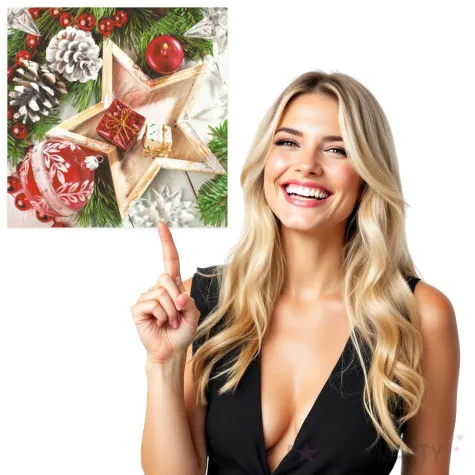 serwetki drewniana gwiazdka z prezentami i bombki maki 33 cm 20 szt