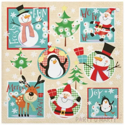 serwetki druzyna swiatecznych balwankow maki 33 cm 20 szt