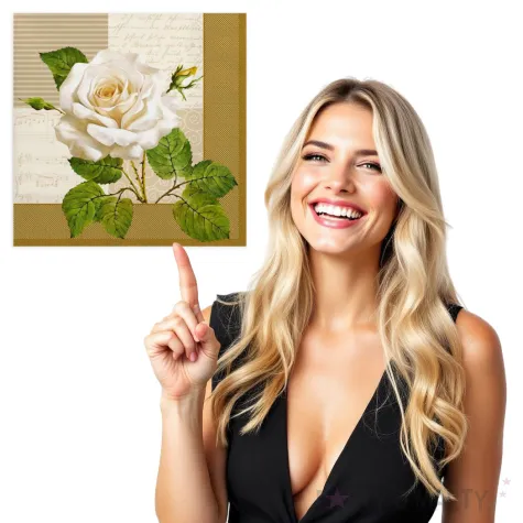 serwetki duza biala roza maki 33 cm 20 szt