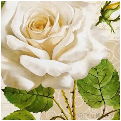 serwetki duza biala roza maki 33 cm 20 szt