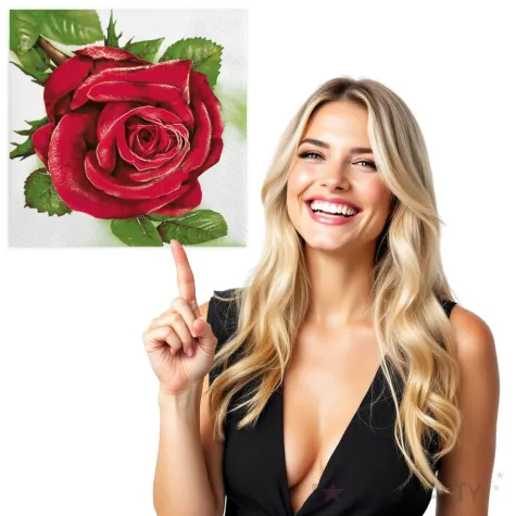 serwetki duza czerwona roza maki 33 cm 20 szt