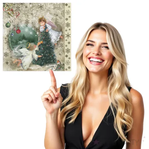 serwetki dwa aniolki i choinka maki 33 cm 20 szt