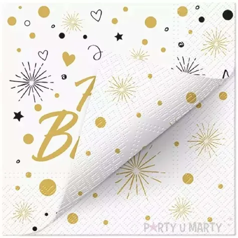 serwetki dwustronne happy birthday bialo zloty 33 cm paw 20 szt