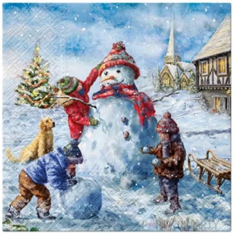 serwetki dzieci lepiace balwana kolorowe paw 33 cm 20 szt