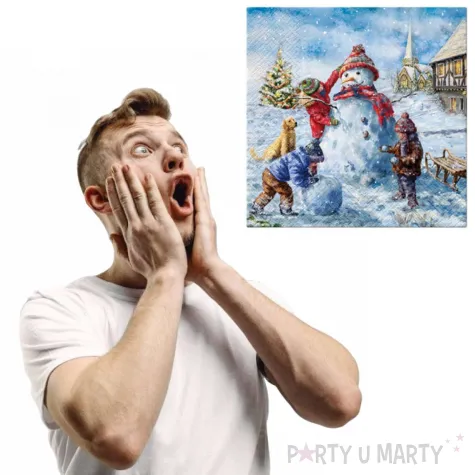 serwetki dzieci lepiace balwana kolorowe paw 33 cm 20 szt