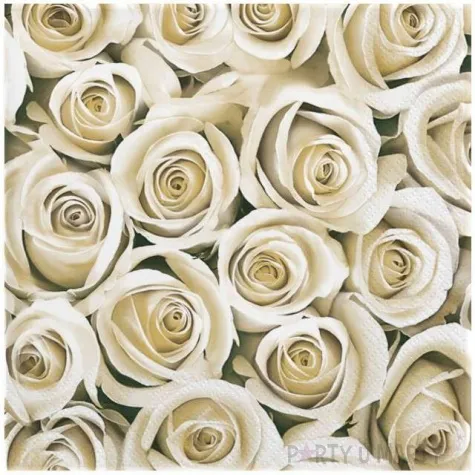 serwetki eleganckie biale roze maki 33 cm 20 szt